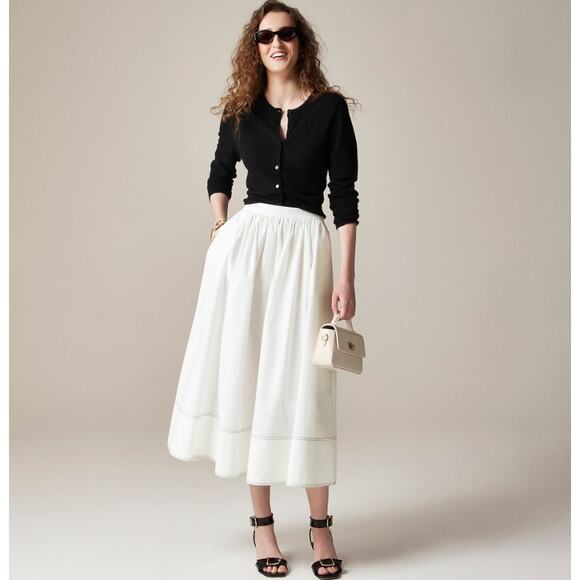 J. Crew Dresses & Skirts - J. CREW contrast stitch midi skirt cotton poplin - size 4